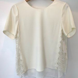 Cooper & Ella Ivory Lace Detail Layered Blouse, L